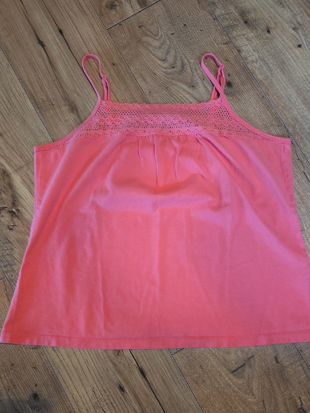 Relativity Intimates | Coral Pink Crochet-Trim Spaghetti Strap Tank Top
